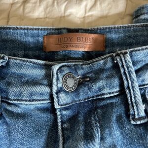 Judy Blue High Rise Medium Wash Side Braid Cropped Wide Leg Jeans 11/30